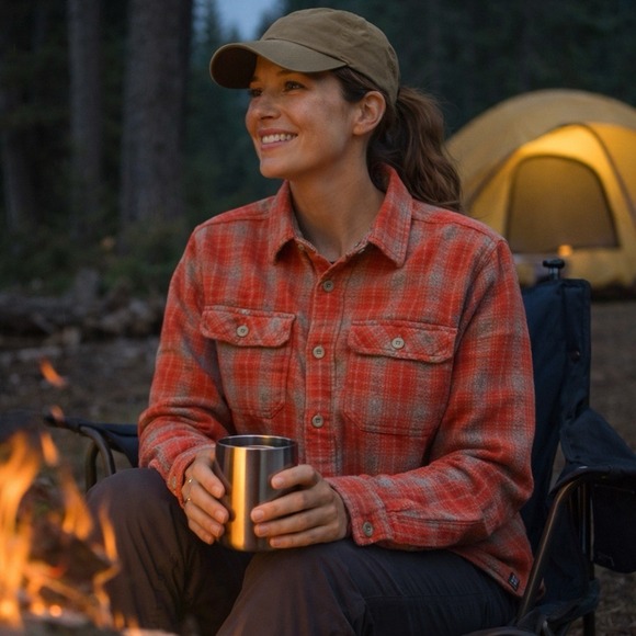 Patagonia Tops - Patagonia Shirt Women MED Organic Fjord Flannel Work Casual FLAP POCKETS RED GRY